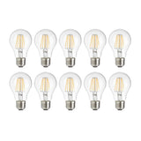 10er Pack LED Filament Leuchtmittel E27, A60, 7W, 700lm, 2700K, transparentes Glas.