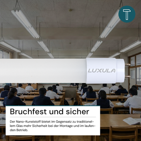 LED T8 Röhre, 60 cm, 120 lm/W, 9 W, 1080 lm, 6000 K (kaltweiß), mit Brücke