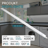2er Set LED Feuchtraumleuchte, 36W, 3250lm, 4000K, 1200mm, IP65, mit Quick Connector