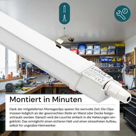 LED Feuchtraumleuchte, 36W, 3250lm, 4000K, 1200mm, IP65, mit Quick Connector