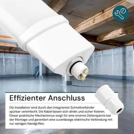 LED Feuchtraumleuchte, 36W, 3250lm, 4000K, 1200mm, IP65, mit Quick Connector