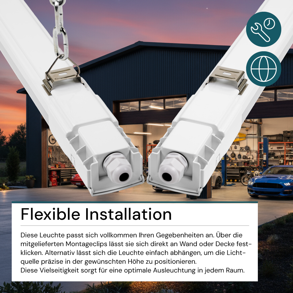10er Pack LED Feuchtraumleuchte, 75 cm, 16 W, 1760 lm, 4000 K (neutralweiß), IP66, durchschleifbar, Fast Connector