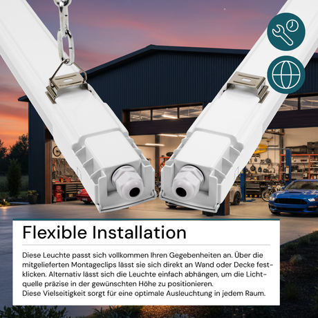 10er Pack LED Feuchtraumleuchte, 75 cm, 16 W, 1760 lm, 4000 K (neutralweiß), IP66, durchschleifbar, Fast Connector