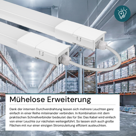 2er Pack LED Feuchtraumleuchte, 75 cm, 16 W, 1760 lm, 4000 K (neutralweiß), IP66, durchschleifbar, Fast Connector