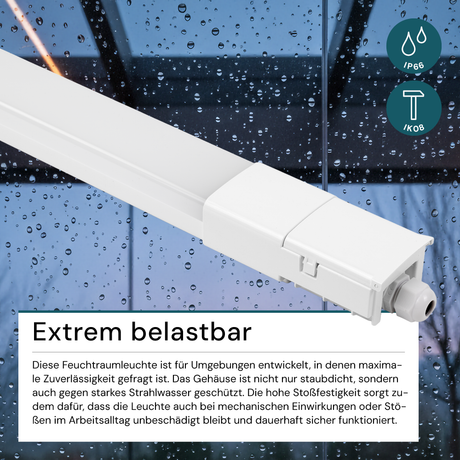 10er Pack LED Feuchtraumleuchte, 120 cm, 32 W, 3616 lm, 4000 K (neutralweiß), IP66, durchschleifbar, Fast Connector