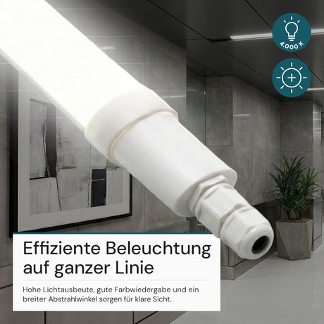 LED Feuchtraumleuchte, 120 cm, 18 W, 1980 lm, 4000 K (neutralweiß), IP65, Fast Connector