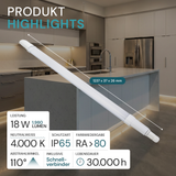LED Feuchtraumleuchte, 120 cm, 18 W, 1980 lm, 4000 K (neutralweiß), IP65, Fast Connector