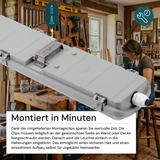 LED Wannenleuchte 60 cm, inkl 2 x 9W LED-Röhren T8,durchschleifbar, 4000K, IP65, IK08.