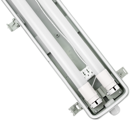 LED Wannenleuchte mit 2x 22W LED-Röhren T8, 150cm, 4000K, IP65, IK08