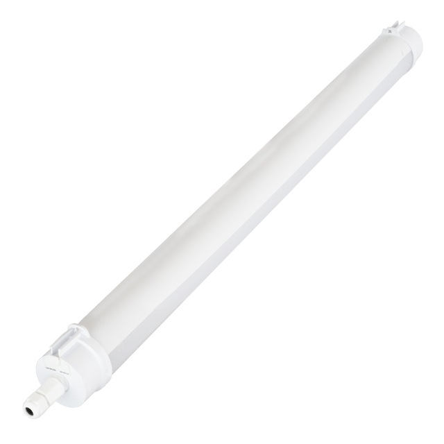 LED Feuchtraumleuchte, 120 cm, 40W-34W-28W einstellbar, max. 5558 lm, 3CCT,IP65, IK08,  rund, durchschleifbar.