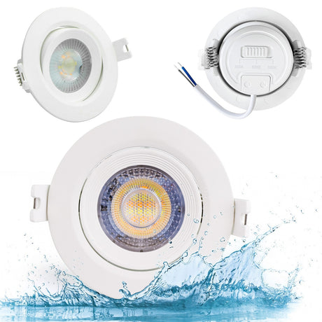 2er Set LED CCT Downlight schwenkbar, 7W, 718lm, 38°, IP44, 3000K-4000K-6000K einstellbar.