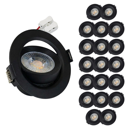 LED Downlight, schwenkbar, in Schwarz, 5 W, 450 lm, 3000 K (warmweiß), 38°, Einbaustrahler