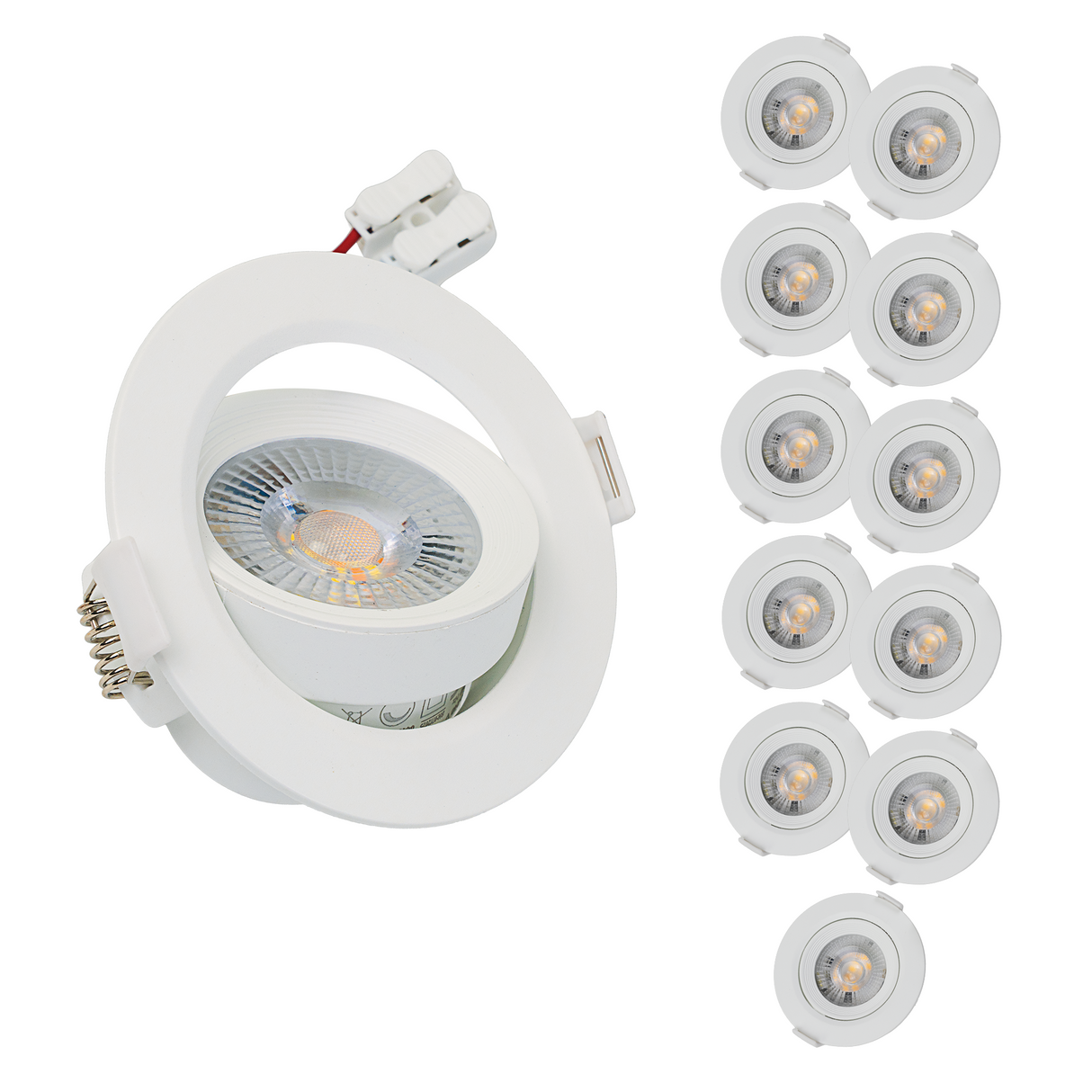 LED Downlight, schwenkbar, in Weiß, 7 W, 600 lm, 3000 K (warmweiß), 38°, Einbaustrahler