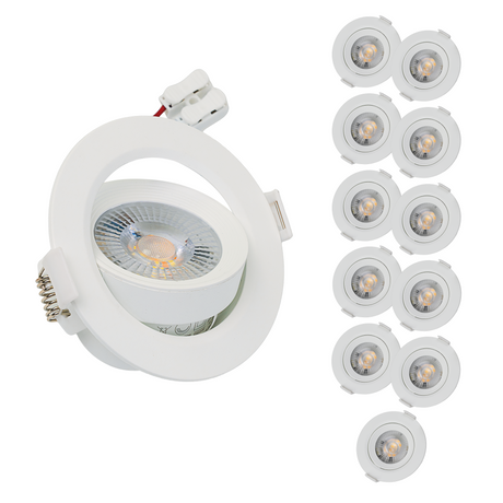 LED CCT Downlight, dimmbar, schwenkbar, in Weiß, 7 W, 600 lm, 3000 - 6500 K (einstellbar), 38°, Einbaustrahler