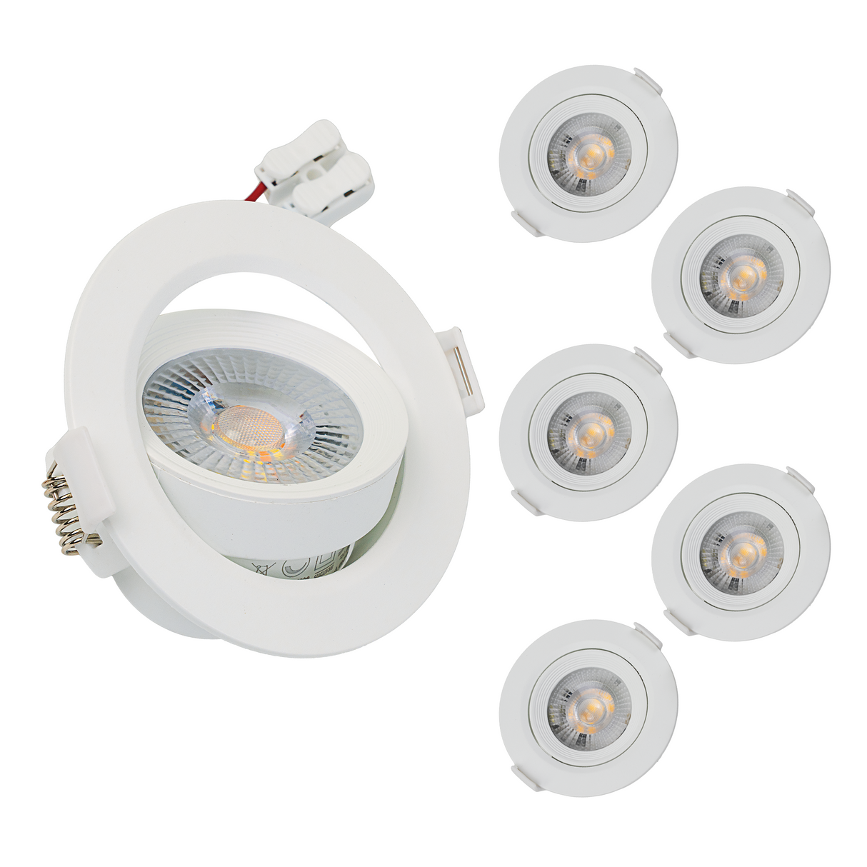 LED Downlight, schwenkbar, in Weiß, 7 W, 600 lm, 3000 K (warmweiß), 38°, Einbaustrahler