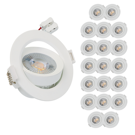 LED CCT Downlight, dimmbar, schwenkbar, in Weiß, 5 W, 450 lm, 3000 - 6500 K (einstellbar), 38°, Einbaustrahler