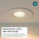 LED CCT Downlight, dimmbar, schwenkbar, in Weiß, 7 W, 600 lm, 3000 - 6500 K (einstellbar), 38°, Einbaustrahler