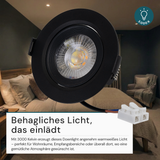 LED Downlight, schwenkbar, in Schwarz, 5 W, 450 lm, 3000 K (warmweiß), 38°, Einbaustrahler