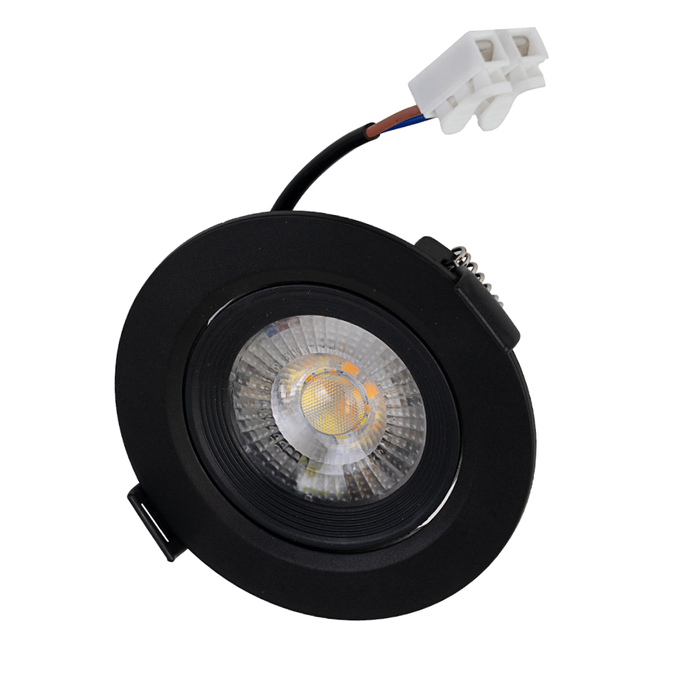LED Downlight, schwenkbar, in Schwarz, 7 W, 600 lm, 3000 K (warmweiß), 38°, Einbaustrahler