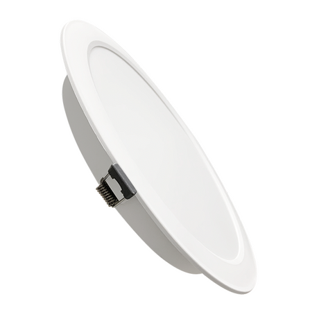LED Einbauleuchte in Weiß, 18 W, 230 V, IP44-geschützt, 1800 lm, Lichtfarbe einstellbar, Ø221x27 mm, Einbaustrahler mit Diffusor, Badezimmer Deckenleuchte