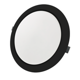 LED Einbauleuchte in Schwarz, 18 W, 230 V, IP44-geschützt, 1800 lm, Lichtfarbe einstellbar, Ø221x27 mm, Einbaustrahler mit Diffusor, Badezimmer Deckenleuchte