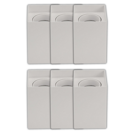 6er Set Aufbauspot für GU10- /MR16-Leuchtmittel, eckig, 45° schwenkbar, weiß.