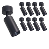 9er Pack Schwenkbarer LED Aufbauspot mit GU10 Fassung, schwarz, IP20, Aluminium.