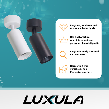9er Pack Schwenkbarer LED Aufbauspot mit GU10 Fassung, schwarz, IP20, Aluminium.