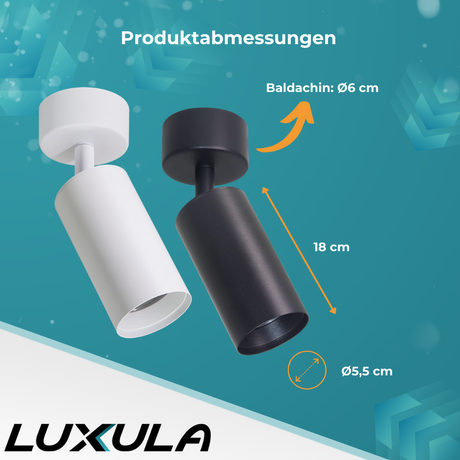 3er Pack Schwenkbarer LED Aufbauspot mit GU10 Fassung, schwarz, IP20, Aluminium.