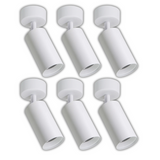 6er Pack Schwenkbarer LED Aufbauspot mit GU10 Fassung, weiß, IP20, Aluminium.