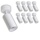 9er Pack Schwenkbarer LED Aufbauspot mit GU10 Fassung, weiß, IP20, Aluminium.