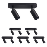 6er Pack Schwenkbarer LED Aufbauspot mit GU10 Fassung, 2-flammig, schwarz, IP20, Aluminium.