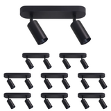 9er Pack Schwenkbarer LED Aufbauspot mit GU10 Fassung, 2-flammig, schwarz, IP20, Aluminium.