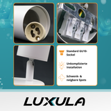 Schwenkbarer LED Aufbauspot mit GU10 Fassung, 2-flammig, schwarz, IP20, Aluminium.