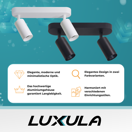 9er Pack Schwenkbarer LED Aufbauspot mit GU10 Fassung, 2-flammig, weiß, IP20, Aluminium.