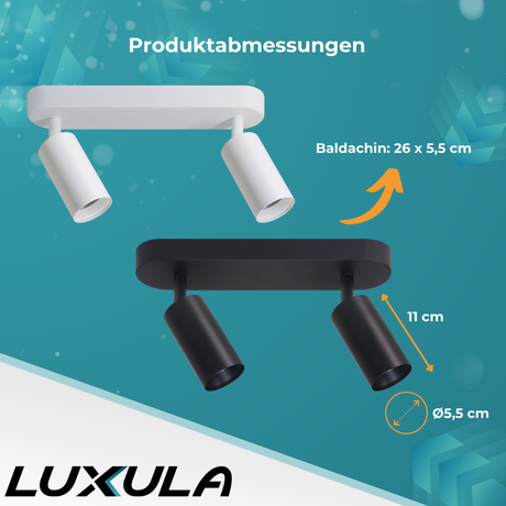 9er Pack Schwenkbarer LED Aufbauspot mit GU10 Fassung, 2-flammig, weiß, IP20, Aluminium.