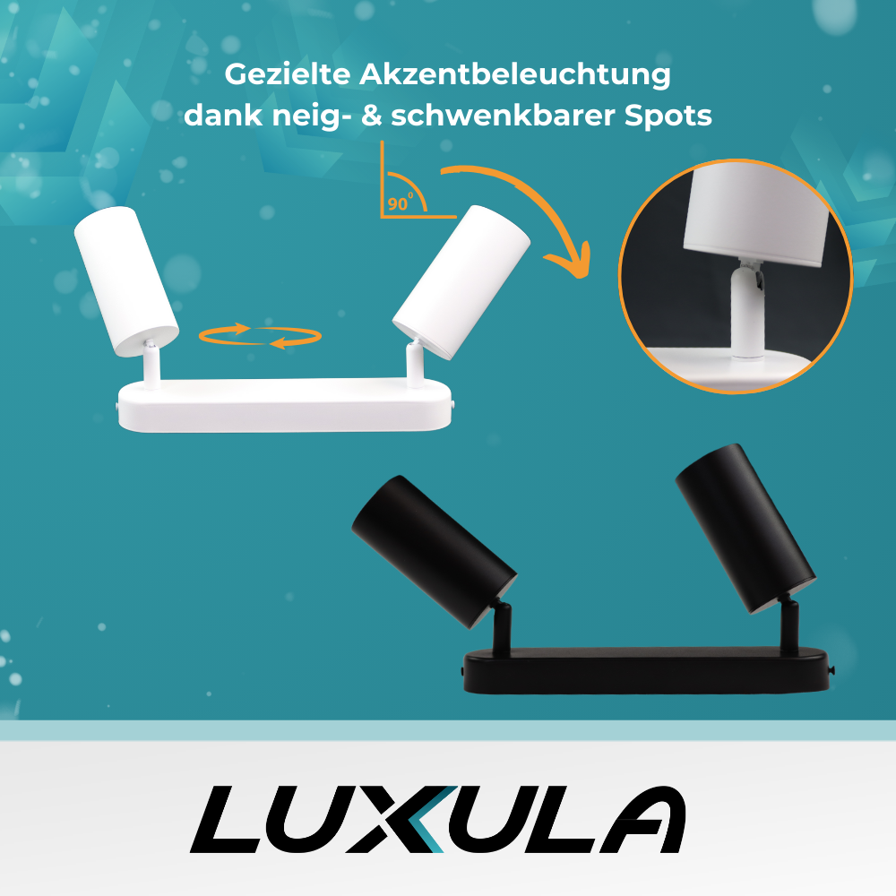 6er Pack Schwenkbarer LED Aufbauspot mit GU10 Fassung, 2-flammig, schwarz, IP20, Aluminium.