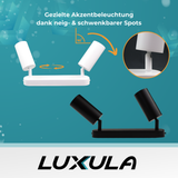9er Pack Schwenkbarer LED Aufbauspot mit GU10 Fassung, 2-flammig, weiß, IP20, Aluminium.