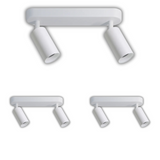 3er Pack Schwenkbarer LED Aufbauspot mit GU10 Fassung, 2-flammig, weiß, IP20, Aluminium.