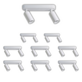 9er Pack Schwenkbarer LED Aufbauspot mit GU10 Fassung, 2-flammig, weiß, IP20, Aluminium.
