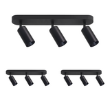 3er Pack Schwenkbarer LED Aufbauspot mit GU10 Fassung, 3-flammig, schwarz, IP20, Aluminium.