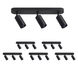6er Pack Schwenkbarer LED Aufbauspot mit GU10 Fassung, 3-flammig, schwarz, IP20, Aluminium.