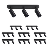 9er Pack Schwenkbarer LED Aufbauspot mit GU10 Fassung, 3-flammig, schwarz, IP20, Aluminium.