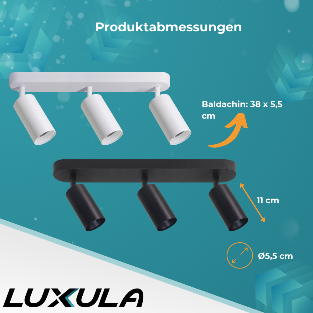 9er Pack Schwenkbarer LED Aufbauspot mit GU10 Fassung, 3-flammig, weiß, IP20, Aluminium.