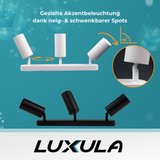 6er Pack Schwenkbarer LED Aufbauspot mit GU10 Fassung, 3-flammig, schwarz, IP20, Aluminium.