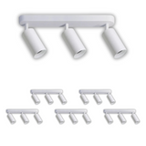 6er Pack Schwenkbarer LED Aufbauspot mit GU10 Fassung, 3-flammig, weiß, IP20, Aluminium.