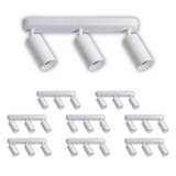 9er Pack Schwenkbarer LED Aufbauspot mit GU10 Fassung, 3-flammig, weiß, IP20, Aluminium.