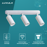 3er Pack Schwenkbarer LED Aufbauspot mit GU10 Fassung, 3-flammig, weiß, IP20, Aluminium.