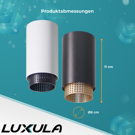 9er Pack LED Aufbauspot mit GU10 Fassung, schwarz/gold, IP20, Aluminium.