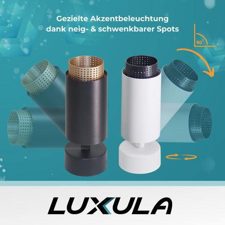 Schwenkbarer LED Aufbauspot mit GU10 Fassung, weiß/schwarz, IP20, Aluminium.